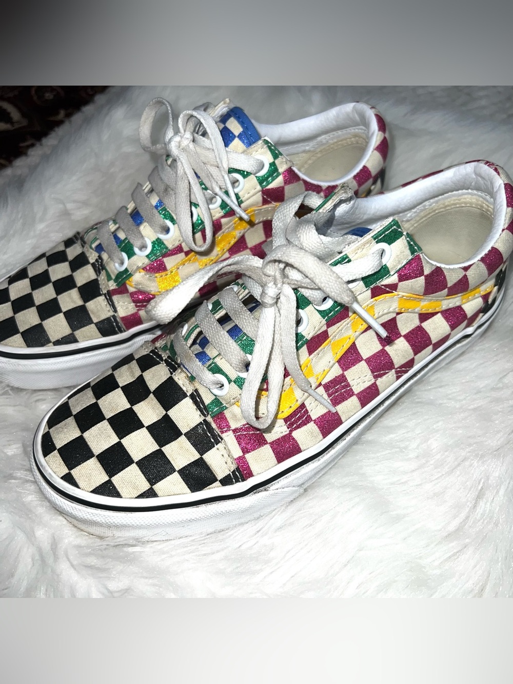 Vans Sneakers Low Top Multicolor Glitter Checkered Women’s 8.5 (Men’s 7)